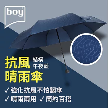 【德國boy】抗UV三折防風晴雨傘  結構- 午夜藍