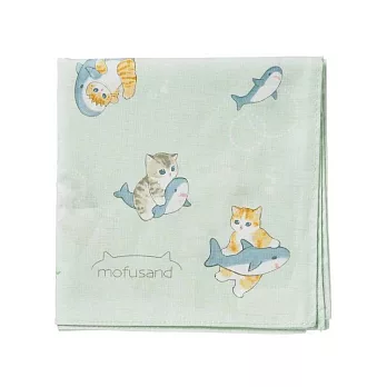 【Towel Museum】日本mofusand貓咪鯊魚 柔軟純棉萬用手巾 ‧ 綠