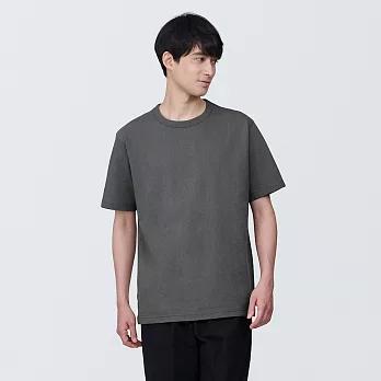 【MUJI 無印良品】男有機棉水洗粗織圓領短袖T恤 S 深灰