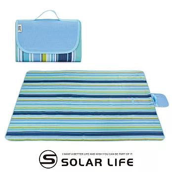 Solar Life 索樂生活 加大防水防潮野餐墊.折疊野餐墊 輕便沙灘墊 休閒墊 海灘墊 防水墊 淺藍