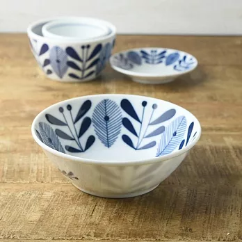 【日本Yamani】美濃燒｜Luonto北歐花羽 陶瓷 餐碗15cm