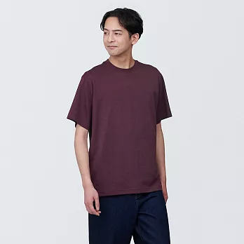 【MUJI 無印良品】男棉混天竺圓領短袖T恤 L 紫紅