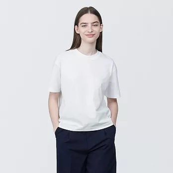 【MUJI 無印良品】女棉混天竺圓領短袖T恤 S 白色