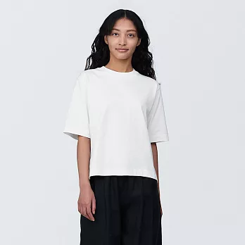 【MUJI 無印良品】女棉混聚酯纖維涼感寬版短袖T恤 XXL 白色