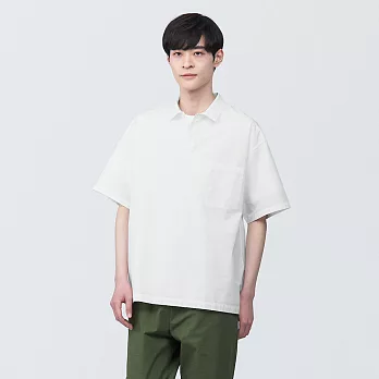 【MUJI 無印良品】男棉混涼感短袖布帛POLO衫 L 白色