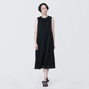 【MUJI 無印良品】女強撚無袖洋裝 S 黑色