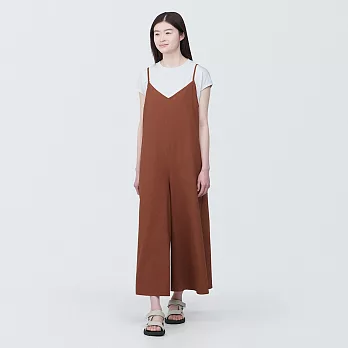 【MUJI 無印良品】女透氣彈性泡泡紗連身褲裙 S 磚紅