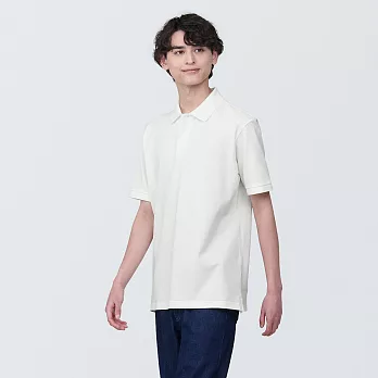 【MUJI 無印良品】男棉水洗鹿子織短袖POLO衫 XL 白色