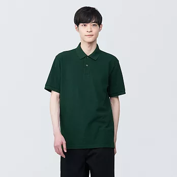 【MUJI 無印良品】男棉水洗鹿子織短袖POLO衫 XL 深綠