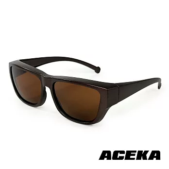 【ACEKA】棕曜曦光全罩式偏光墨鏡(包覆式套鏡) (TRENDY系列) 棕色