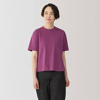 【MUJI 無印良品】女天竺圓領短袖T恤 S 暗紅