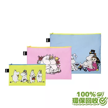 LOQI 環保材質三入組收納袋｜嚕嚕咪 MOOMIN 野餐 ZPMOTO