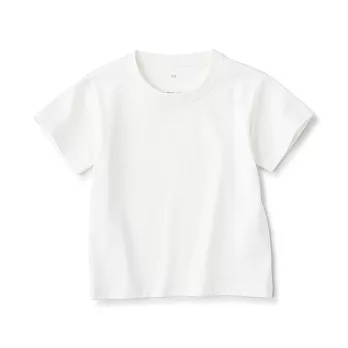 【MUJI 無印良品】幼兒容易穿脫圓領短袖T恤 100 柔白