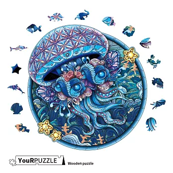 【YouRPUZZLE】木質不規則立體拼圖 圓形水母