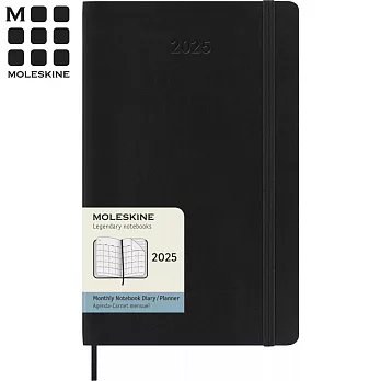 MOLESKINE 2025經典月間手帳12M 軟皮-L型黑