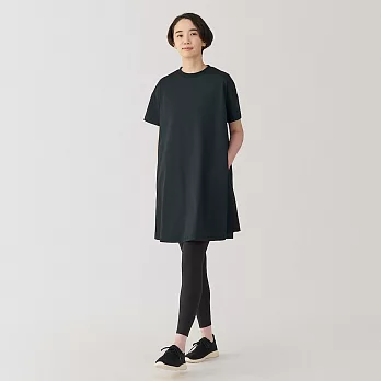 【MUJI 無印良品】女抗UV吸汗速乾短袖洋裝 M 黑色