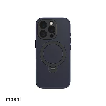 Moshi iPhone 16 Pro Kameleon 可立式磁吸皮革保護殼 (兼容MagSafe) 無 午夜藍