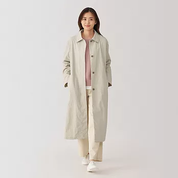 【MUJI 無印良品】女撥水加工折領大衣 M 淺米