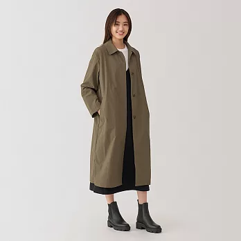 【MUJI 無印良品】女撥水加工折領大衣 M 棕色