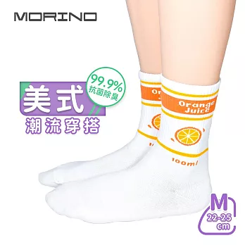 【MORINO 摩力諾】抗菌防臭美式潮流水果造型女襪 橘子