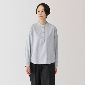 【MUJI 無印良品】女雙面起毛法蘭絨立領長袖套衫 L 淺灰