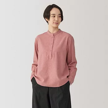 【MUJI 無印良品】女雙面起毛法蘭絨立領長袖套衫 L 煙燻粉