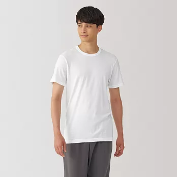 【MUJI 無印良品】男棉保暖圓領短袖T恤 S 白色