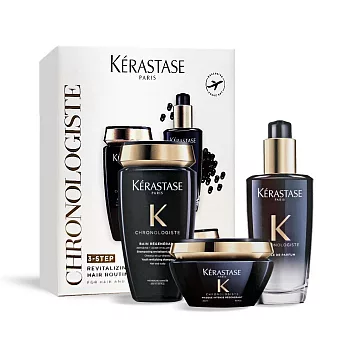 KERASTASE 卡詩 黑鑽極萃逆時奢華組(髮油100ml+髮膜200ml+髮浴250ml)-國際航空版