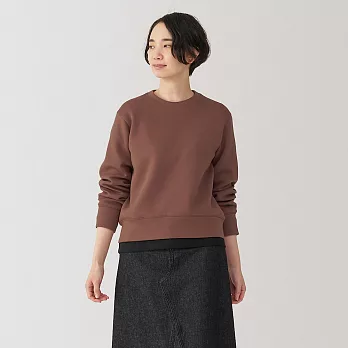 【MUJI 無印良品】女二重織裏毛圓領衫 L 棕色