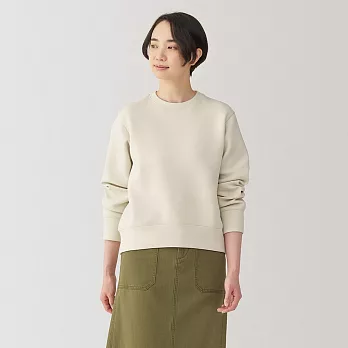 【MUJI 無印良品】女二重織裏毛圓領衫 S 象牙白