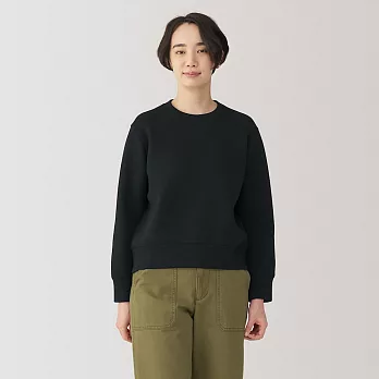 【MUJI 無印良品】女二重織裏毛圓領衫 S 黑色