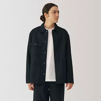 【MUJI 無印良品】男吉貝木棉混帆布外套 M 黑色
