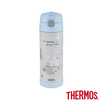 【THERMOS膳魔師】小熊維尼不鏽鋼真空兩用保冷瓶兒童水壺470ml(F4021CWP-WW) 星空露營篇