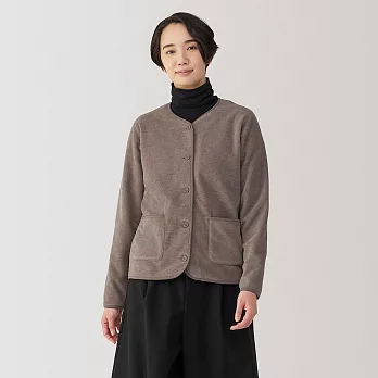 【MUJI 無印良品】女再生刷毛開襟衫 S 摩卡棕