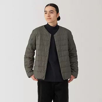 【MUJI 無印良品】男輕量羽絨抗靜電內裏無領外套 M 深摩卡棕
