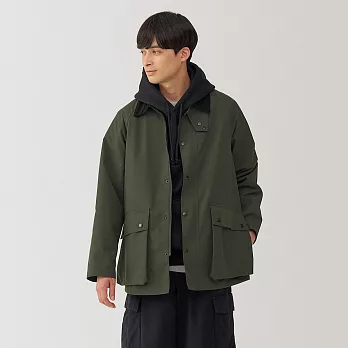 【MUJI 無印良品】男撥水加工燈芯絨領外套 XL 深綠
