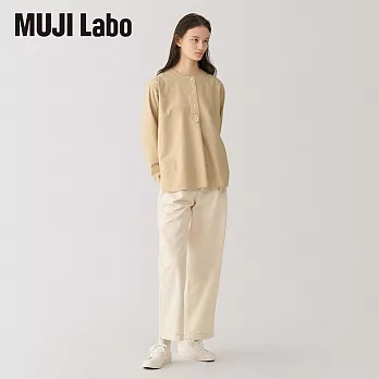 【MUJI 無印良品】MUJI Labo女起毛斜紋織套衫 S 米色