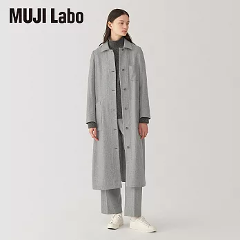 【MUJI 無印良品】MUJI Labo女羊毛混長大衣 S 灰色