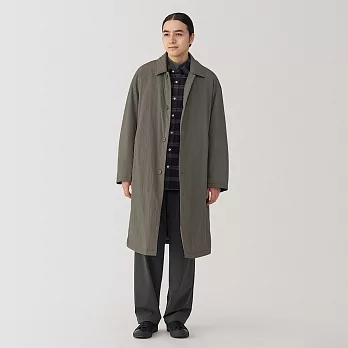 【MUJI 無印良品】男可水洗鋪棉折領大衣 L 深摩卡棕