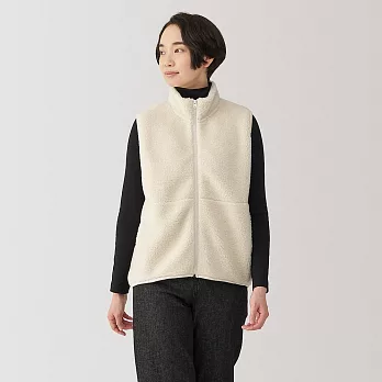 【MUJI 無印良品】女絨毛刷毛背心 XL 象牙白