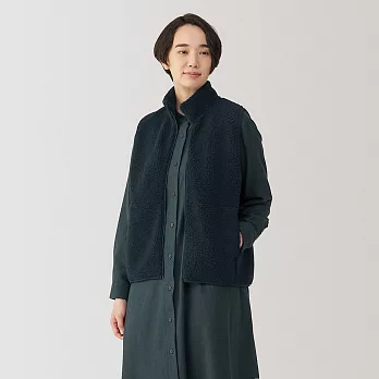 【MUJI 無印良品】女絨毛刷毛背心 XL 暗藍