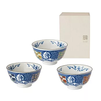 Marusan Kondo｜藍染小紋茶碗3件禮盒