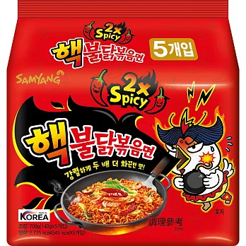 【韓國三養】火辣雞肉風味鐵板炒麵-2倍辣風味(140g*5入)