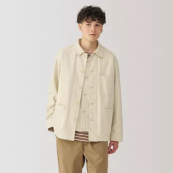 【MUJI 無印良品】男吉貝木棉混人字紋工作外套 M 原色