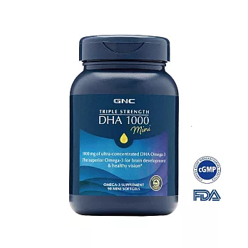 【GNC健安喜】三倍魚油DHA迷你軟膠囊90粒(Omega3/維持晶亮/清晰思緒/懷孕哺乳)(到期日2025/11/1)