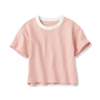 【MUJI 無印良品】幼兒容易穿脫粗織粗織圓領短袖T恤 80 粉紅