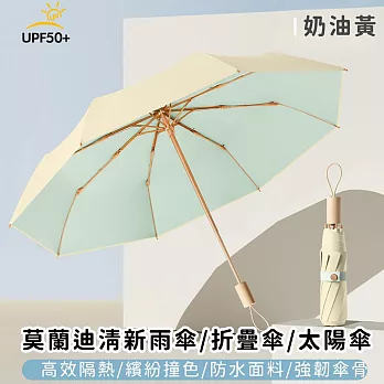 【好拾選物】莫蘭迪清新雨傘/折疊傘/太陽傘 -奶油黃