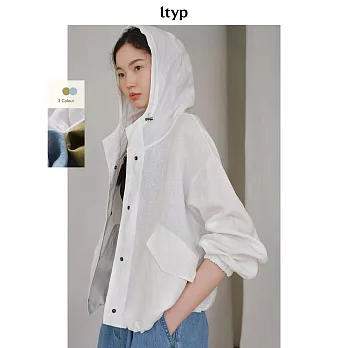 ltyp旅途原品 法國進口100%亞麻防曬外套 連帽透氣薄款防曬衣女 M L  M 月牙白