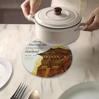 翡冷翠文創藝術陶瓷鍋墊｜《清明上河圖金》