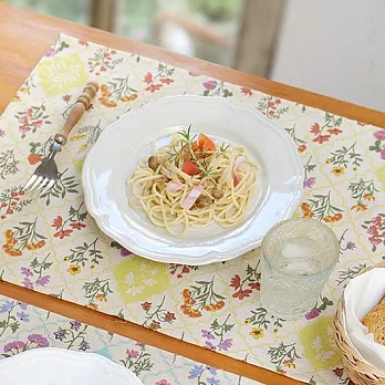 【日本Tomo】Lace優雅蕾花 純棉萬用餐墊 ‧ 黃